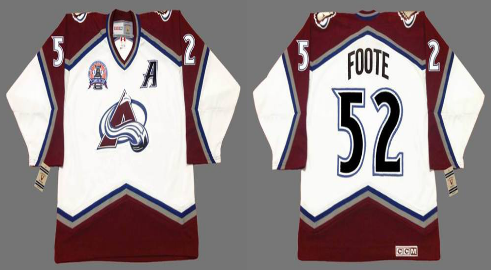 2019 Men Colorado Avalanche #52 Foote white CCM NHL jerseys->colorado avalanche->NHL Jersey